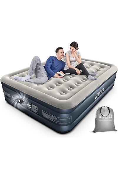 iDOO Air Bed Inflatable Double Mattress with Built-in Electric Pump, 152 x 20...