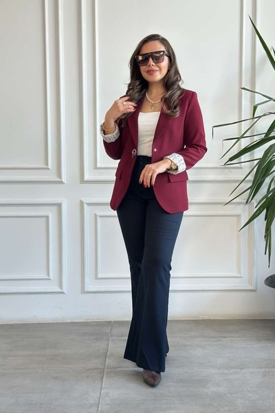 yb yağmur butik Pantaloni evazați cu doi nasturi
