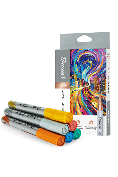 DMAST Markere Acrilice 2mm Culori Metalice Set 6 Bucăți DE LA PEBEO