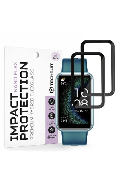 Techsuit Νάνο Φλεξ (σετ 2 τεμαχίων) - Huawei Watch FIT SE - Μαύρο