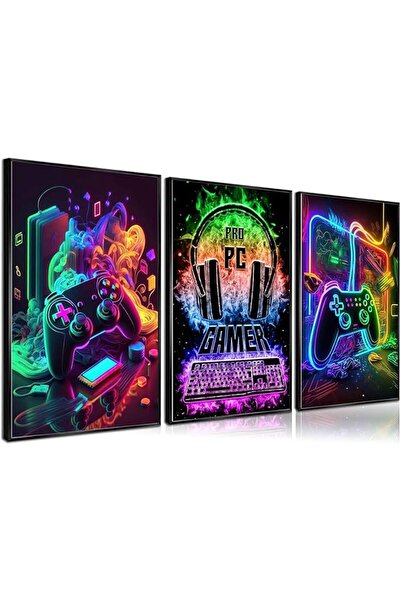 ESSESORIES NBYARTQ 3Pcs Cool Gaming Poster Wall Art Set of 3 Room Decor Self ...