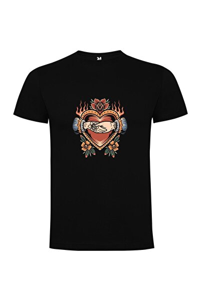 iLovePrints Heart Hand Hold Tattoo Tshirt