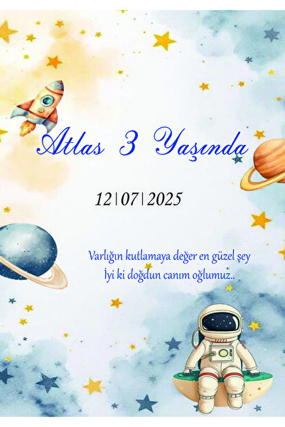 57ŞİMAL Kişiye Özel Uzay Temalı Doğum Günü Afişi 70x100 cm