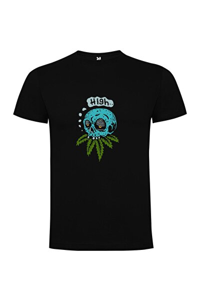 iLovePrints Blue Skull Cannabis Art Tshirt