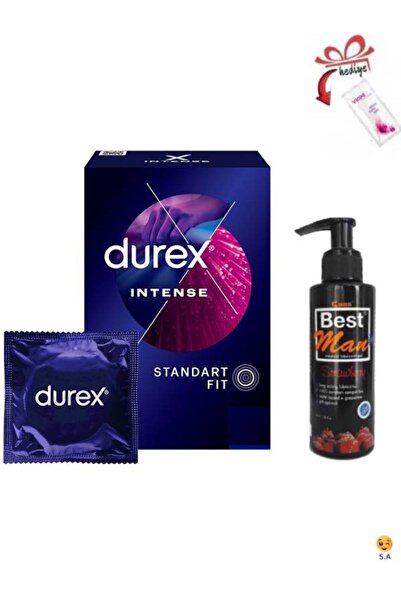 Durex İntense Prezervatif 5'li-Çilek Aromalı Lubricant Jel 150 ml+Temizlenme ...