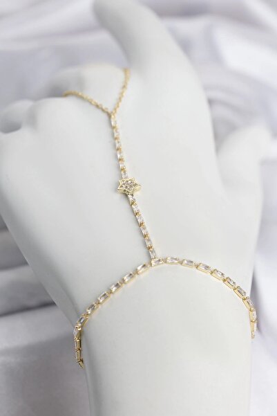 TakÇalıştır Gold Color Brass Zircon Stone Star Model Şahmeran
