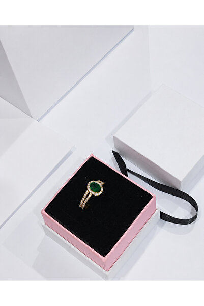Rexon Elegant Gold Color Stainless Steel Emerald-Style Ring with Zircon Accents