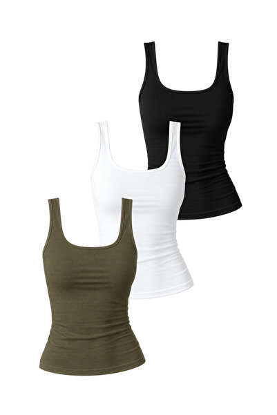 Merci Women's Thick Strap 95% Cotton Lycra Blouse Undershirt - Set of Three (...