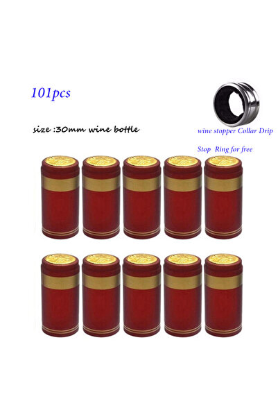 Choice 30mm red gold 100pcs PVC Heat Shrink Capsules Wine Shrink Wrap Wine Bo...