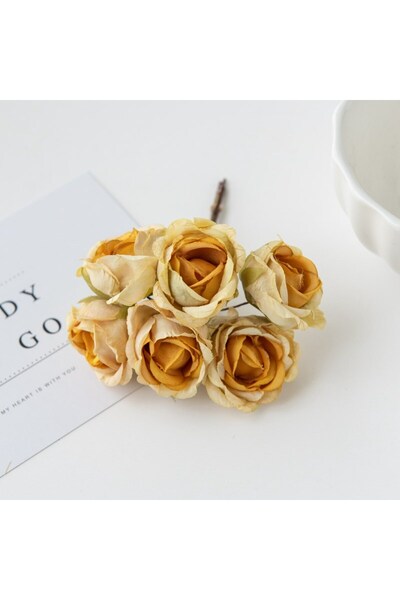 Choice8 YELLOW 6Pcs Artificial Flowers Wedding Mini Bouquet Wreath Scrapbooki...