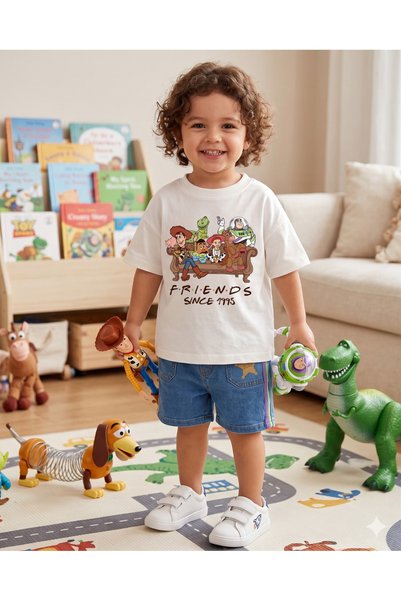 babytex Children's Oversized Printed T-Shirt – Fun Friend Themed Unisex Cotton T-Shirt
