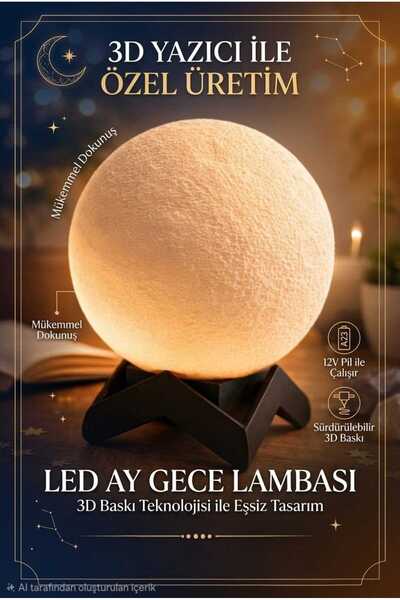 zpedizayn Dekoratif 3D Ay Lambası-LED Gece Lambası