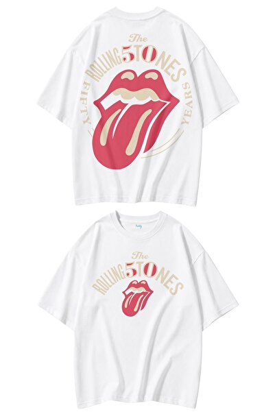 Fuddy Moda Tricou unisex The Rolling Stones cu imprimeu pe spate, cu tematică...