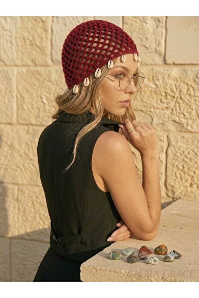 Netodak Handcrafted Seashell Glittering String Detailed Knitwear Knitted Bean...