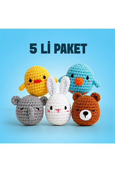 The Gookie Beşli Paket Mini Örgü Kiti, Amigurumi Örgü Seti