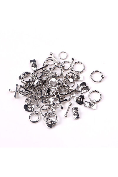 Choice 50PCS-DMIX-168-grey 50PCS Mixed 3D Punk Grey Metal Parts Nail Decorati...