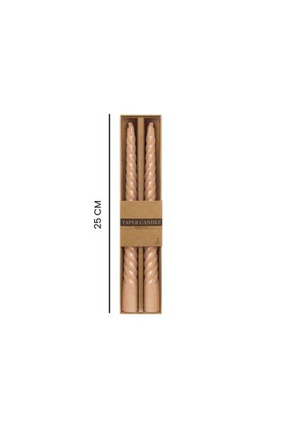 MUMSAN 2'li Burgu Şamdan Mumu - Açık Kahverengi - 25 cm