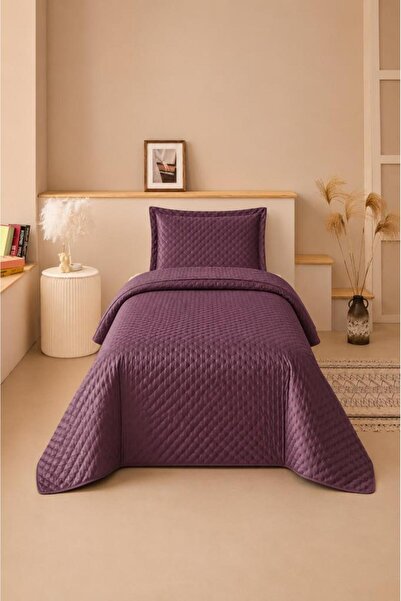 Çeyiz Diyarı Parma Single Luxury Velvet 180X240 cm Bedspread Plum