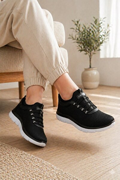 Rugmood Black and White Women's Summer Sports Shoes Breathable Mesh Sneaker