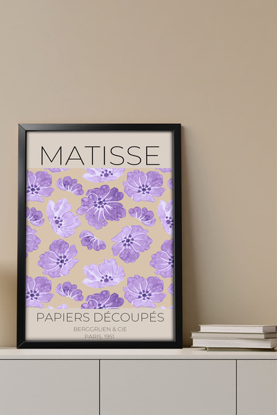 Erfa Concept Tek Parça MDF Tablo Siyah Ahşap Görünümlü Matisse Çiçekli Modern...