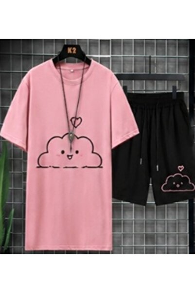ZEMLİYA Sara Unisex Oversize Shorts Set Short Sleeve T-Shirt Comfortable Fit ...