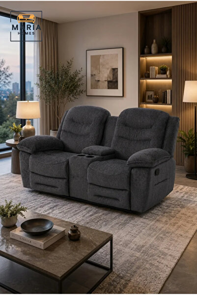 MARIA HOMES Dual Reclining Loveseat with Center Console, Hidden Storage and C...