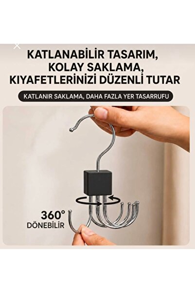 Home Multifunctional 360 Degree Rotating Metal Hanger with 6 Hooks Door Cabin...