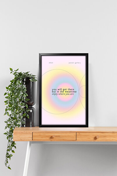 Erfa Concept Siyah Ahşap Çerçeve Görünümlü Mdf Tablo Enjoy Where You Are Yazı...