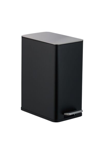 Relaxdays Coș de gunoi pentru baie, Relaxdays, 10L, 38x28x18.5cm, negru/argintiu