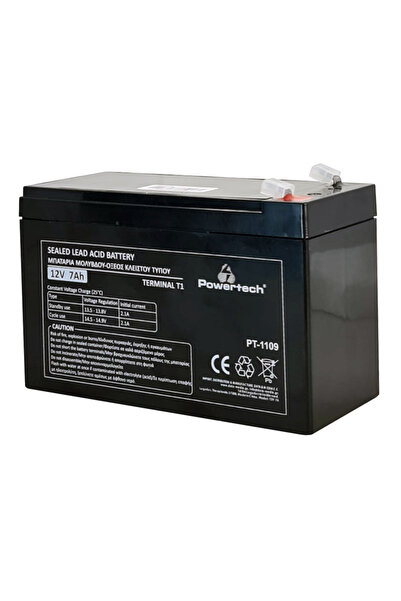 POWERTECH μπαταρία μολύβδου PT-1109, 12V 7Ah, T1