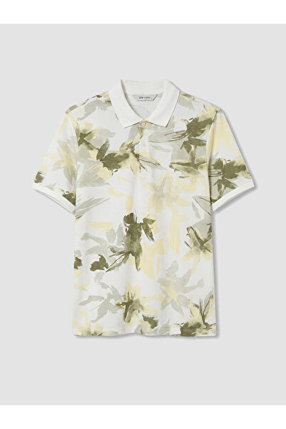LC Waikiki Yellow Polo Collar Patterned Pique Men's T-Shirt