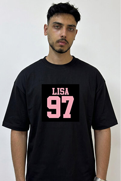 Anetos Lisa 97 Design Printed Oversize Black T-Shirt