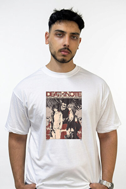 Anetos Death Note_6 Design Printed Oversize White T-Shirt