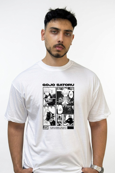 Anetos Gojo Satoru_17 Design Printed Oversize White T-Shirt