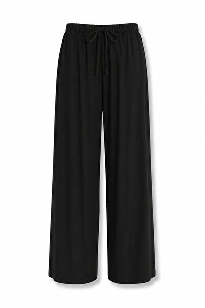 5in1Canpolat Crne udobne pantalone sa elastičnim strukom
