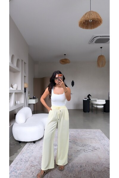 Buket Teke Light Yellow Premium Tiril Fabric Trousers