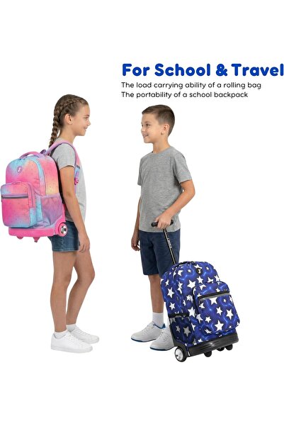 J World New York J World Sunrise Kids Rolling Backpack for Girls and Boys, Wh...
