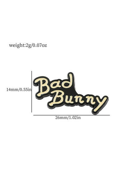 Choice9 XZ1939 Rap Bad Bunny metal enamel pin, Bad Rabbit red heart pin, badg...