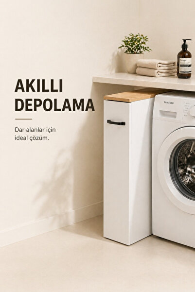 Empressco Çok Amaçlı Atlantikçam-Beyaz Kayar Raflı Dar Alan Dolabı – Açılır K...