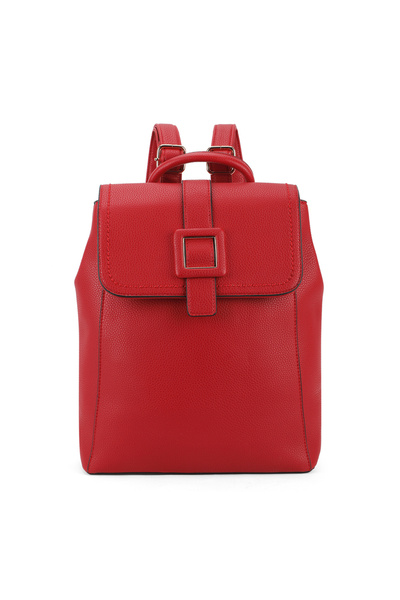 Globus By Styli Red Textured Buckle Detail Backpack