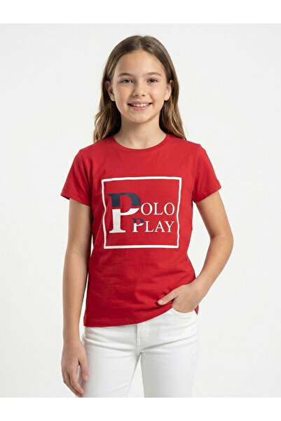 Polo Play By Styli تي شيرت للفتيات المراهقات برقبة دائرية وشعار جرافيك