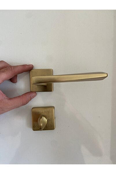 Özen Vista Kare Rozetli Lüks Banyo WC Kapı Kolu Titanyum Altın