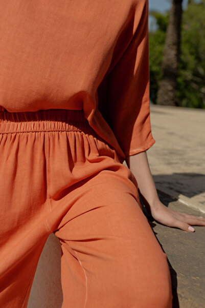İKİKIZ Keten Terracotta Palazzo Pants