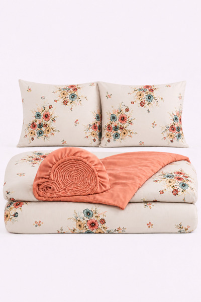 İQON Elastic Sheet Duvet Cover Set Double Size Outlt Bouqt Somn