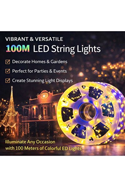 iqraafashion 100M LED String Lights Decorative Waterproof Party Garden Lights