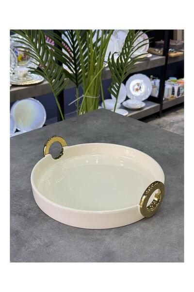 Doğudeko Bonaway Luxury Round Gold Serving Presentation Tray