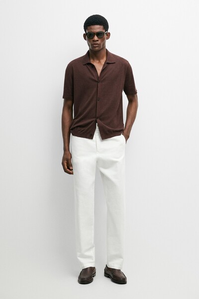 Massimo Dutti Keten ve pamuklu straight fit pantolon
