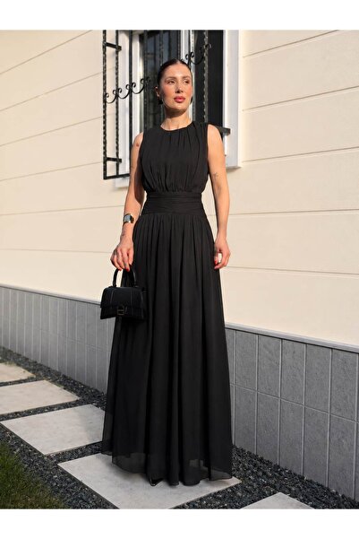YK FASHION Büzgü Detaylı Drapeli Elbise
