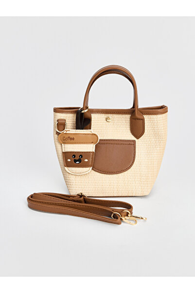LC Waikiki Özmarka New Season Straw Look Women's Shoulder Bag with Figure Acc...