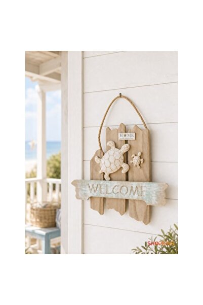 SHOPIENS Placă decorativă de bun venit cu broaște țestoase 3D din lemn, stil ...